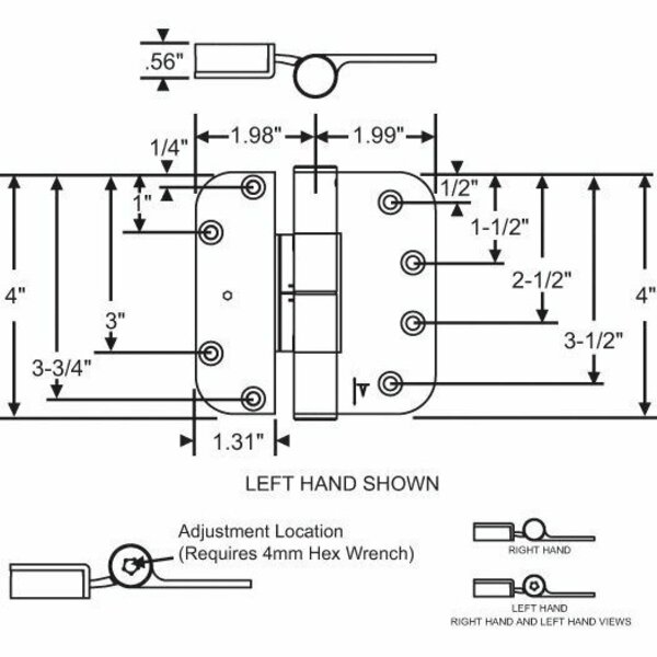 Strybuc HINGE ADJUSTABLE SET LH 857-10406